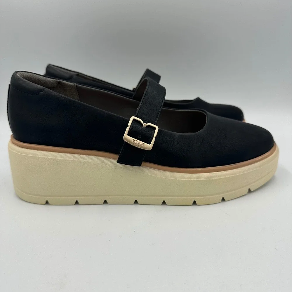 Dr. Scholl's Nice Max MJ Mary Jane Black Platform Buckle Loafers Chunky Goth 8.5